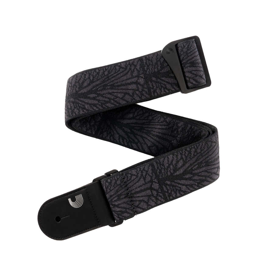 WOVEN GUITAR STRAP LIGHTNING BLACK TUBULAR