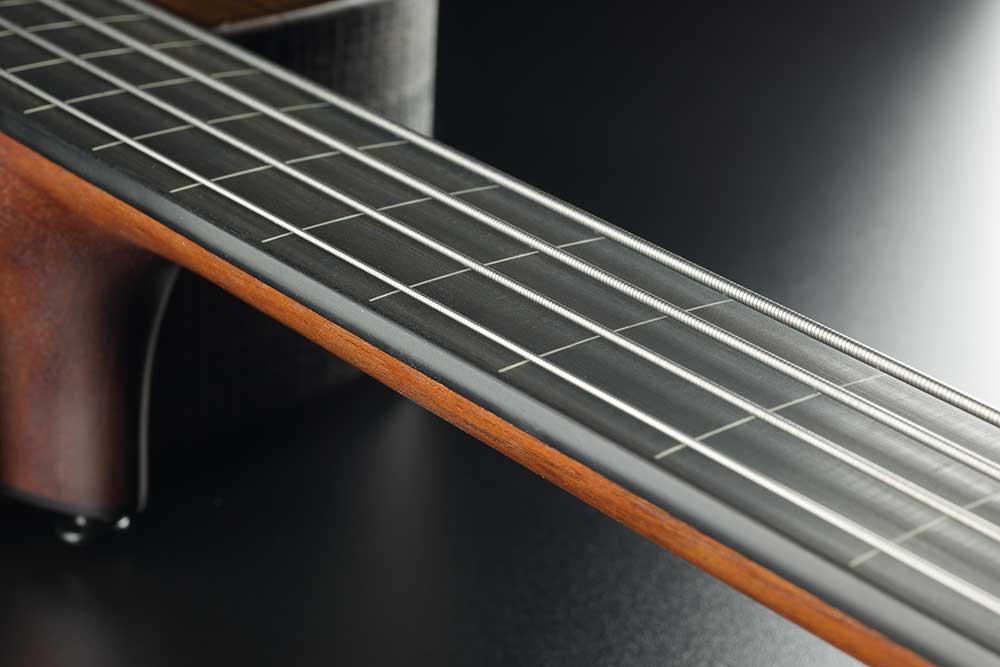 Basse Acoustique Fretless Jumbo Pan Coupé Electro, avec housse