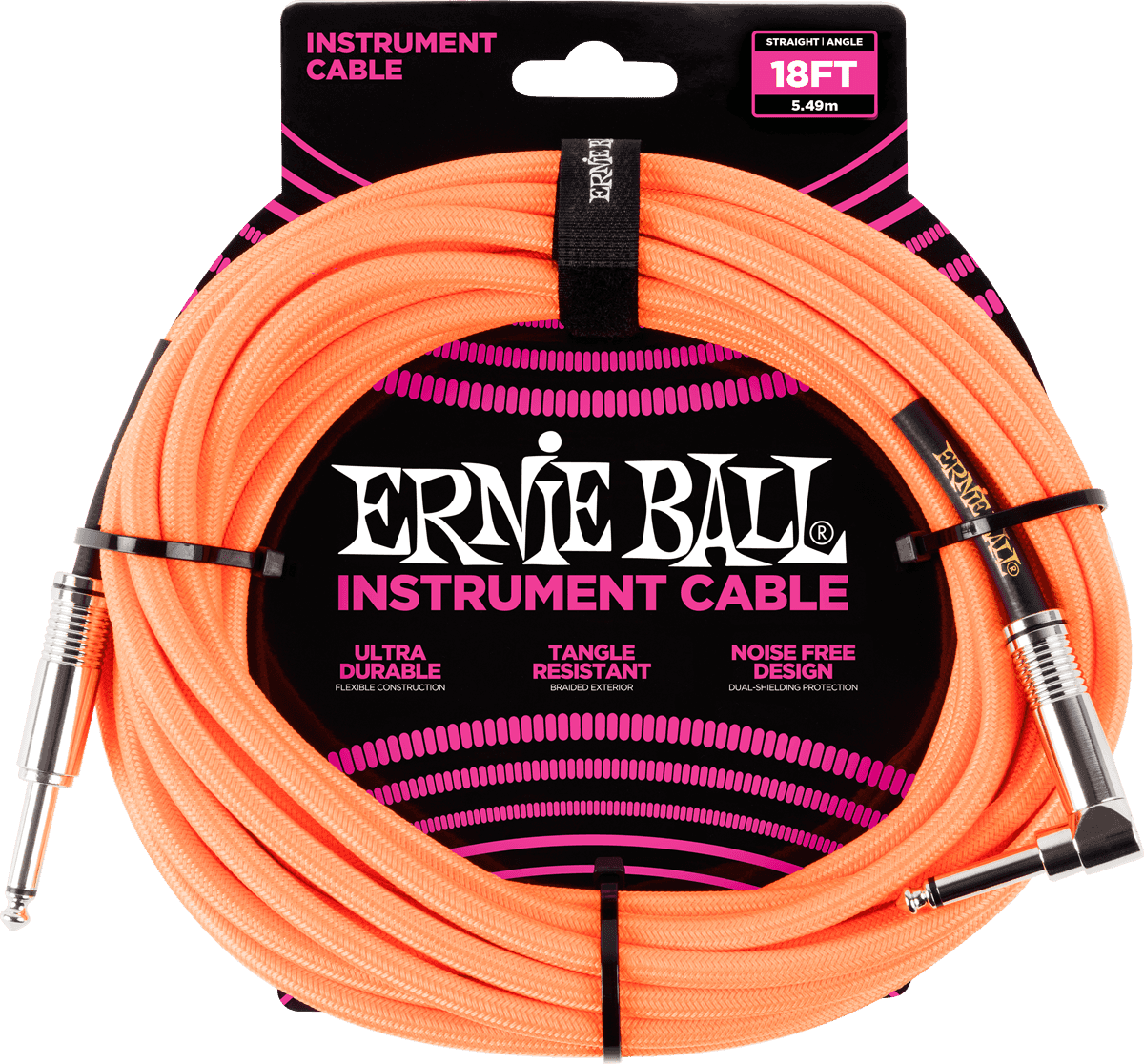 Instrumentenkabel Mit Gewebemantel Jack/jack Abgewinkelt 5,5M Orange