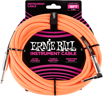 Instrumentenkabel Mit Gewebemantel Jack/jack Abgewinkelt 5,5M Orange
