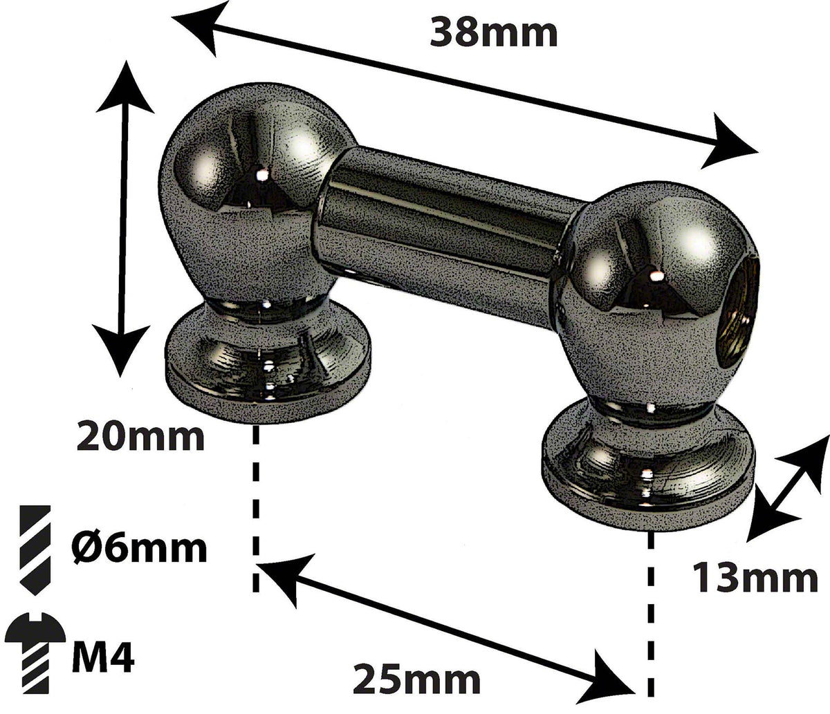 TL1S25-BK - SPANNBCKCHEN TUBELUG SCHWARZE - 25MM - EINZIGEN SPANNSCHRAUBEN (X1)