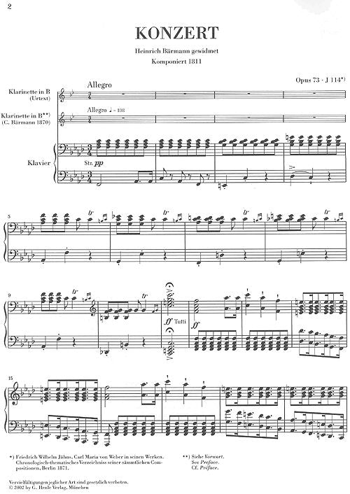 Weber C.M.V. - Clarinet Concerto And Orchestra No. 1 F Minor Op. 73