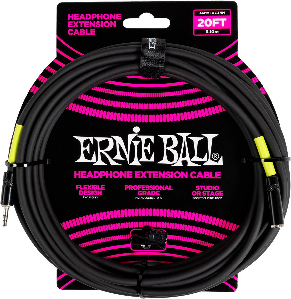 Ernie Ball Effects Stereo-Mini-Klinke-auf-Mini-Klinke-Verlängerung 6M Schwarz
