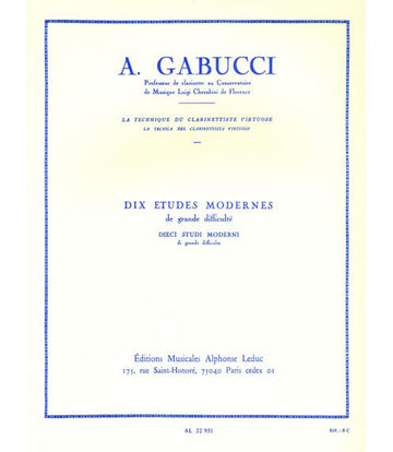 GABUCCI - 1 ÉTUDES MODERNES DE GRANDE DIFFICULTÉ POUR CLARINETTE