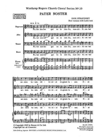 STRAVINSKY IGOR - PATER NOSTER - MIXED CHOIR