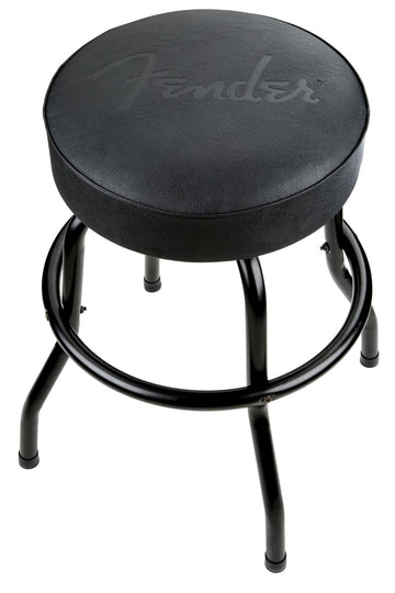 Embossed Black Logo Barstool Black-Black 24"