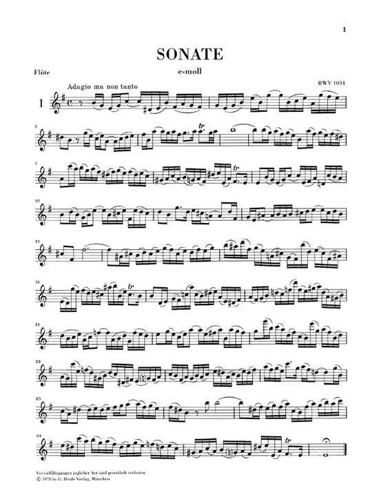 J.S. - Flute Sonatas Volume I (The Four Authentic Sonatas - With Violoncello P)