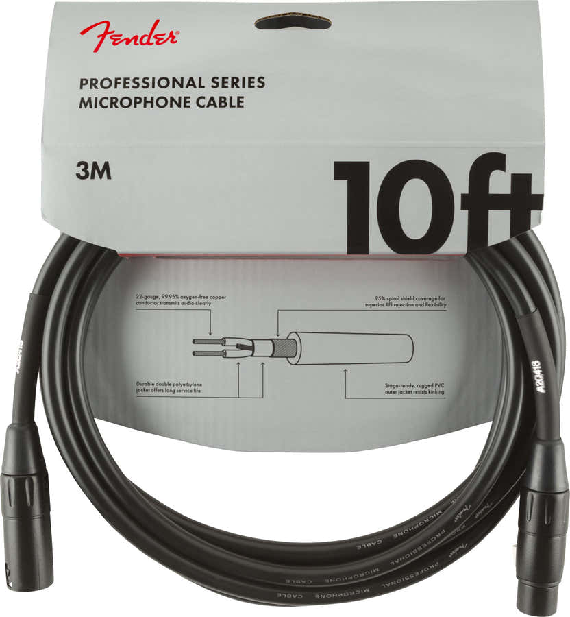 PROFESSIONAL MICROPHONE CABLE 10' BLACK