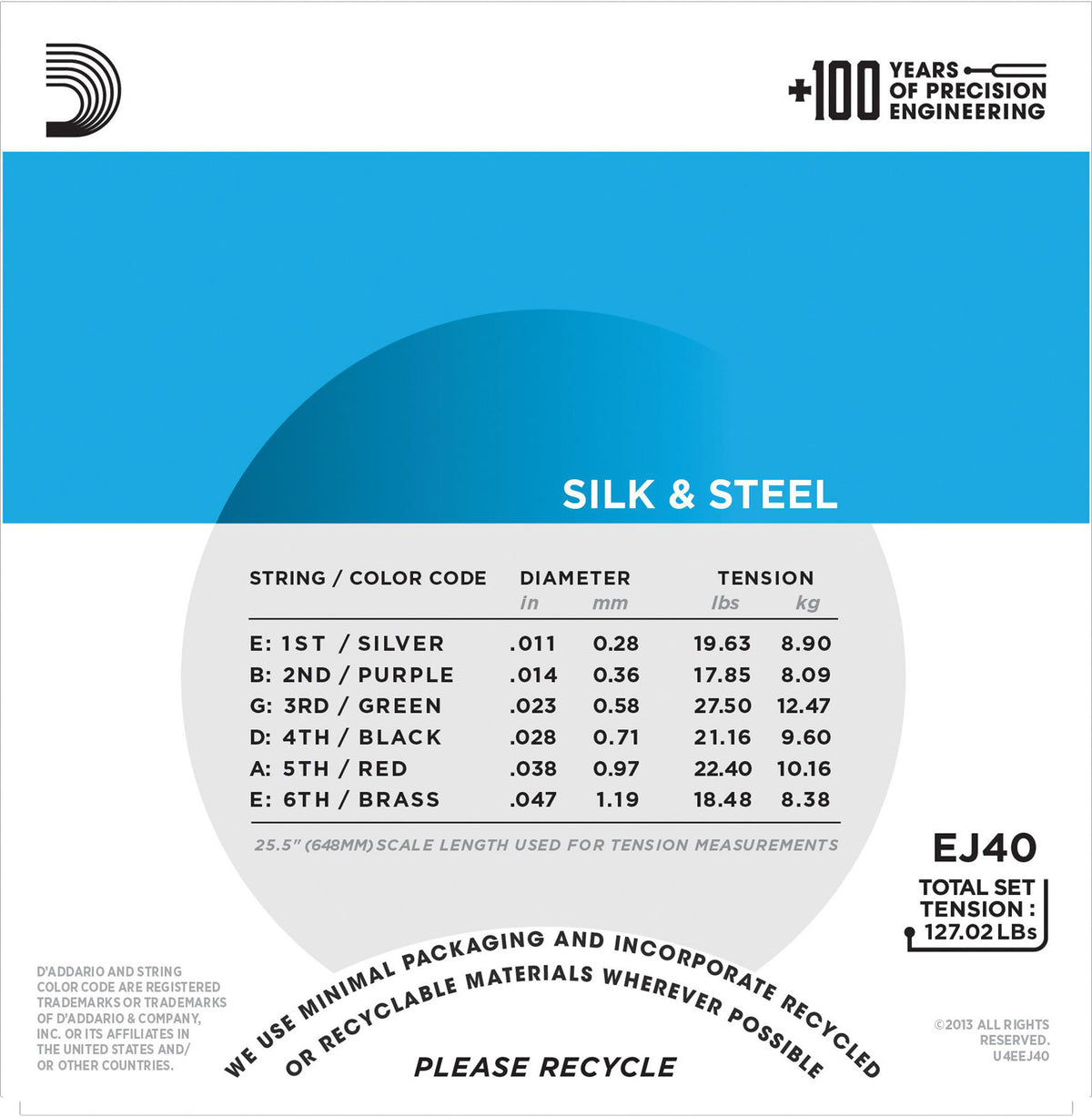 EJ40 SILK & STEEL FOLK GUITAR STRINGS 11-47