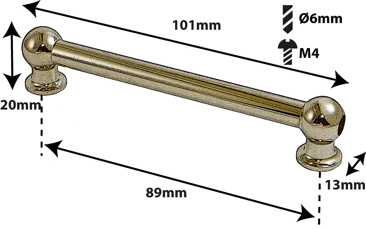 TL1D89-BR Rohrböckchen - 89mm - Messing - Doppelseitig (X1)