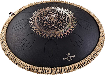 SONIC ENERGY OCTAVE STEEL TONGUE DRUM SCHWARZ GRAVIERTES BLUMENDESIGN D KURD