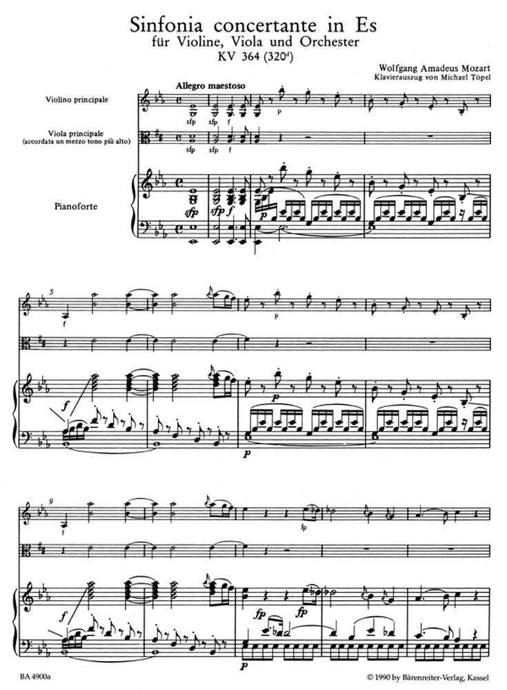 MOZART W.A. - MOZART W.A. - SINFONIA CONCERTANTE IN ES KV 364 (320D) - VIOLINE VIOLA KLAVIER