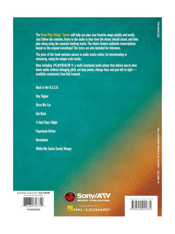 THE BEATLES - HAL LEONARD DRUM PLAY ALONG VOL.15