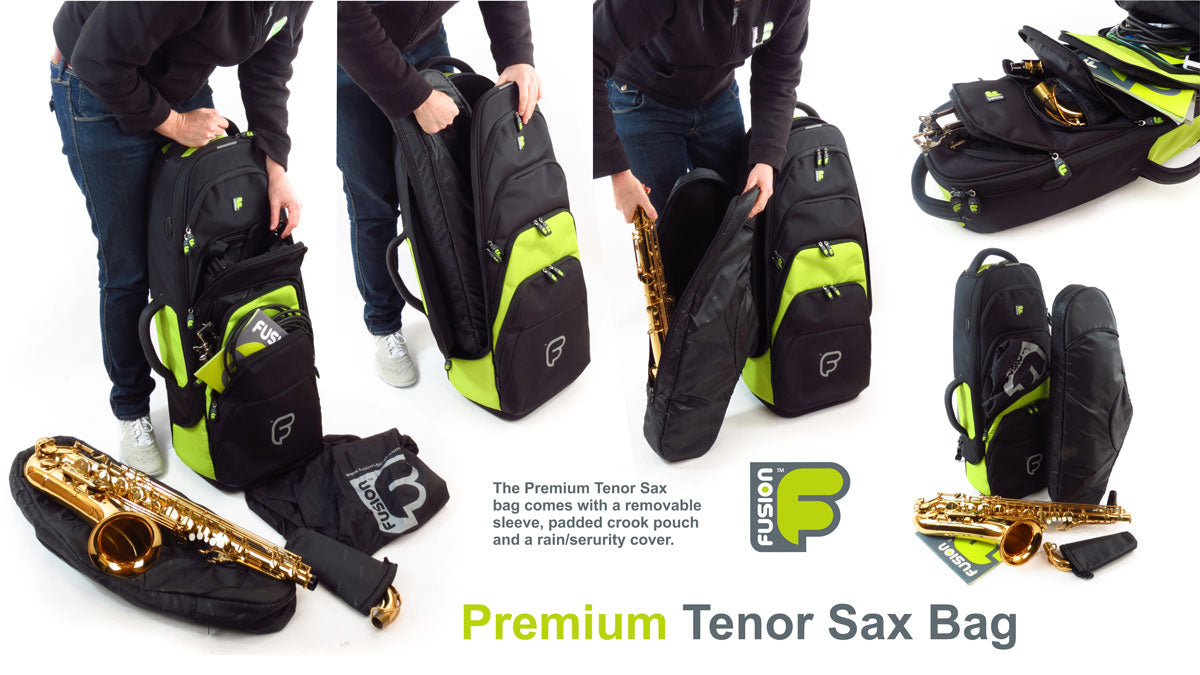 Premium Schwarze/Grüne Tenorsaxophon-Tasche