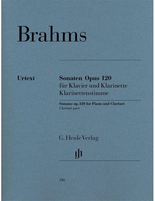 Henle Verlag Brahms - Sonates Pour Piano et Clarinettete (ou Alto) Op. 120/1 U. 2 - Piano et Alto (clarinette)