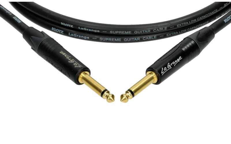 LA-grange Instrumentenkabel Schwarz 3M Mono-Klinke - Mono-Klinke Goldkontakt