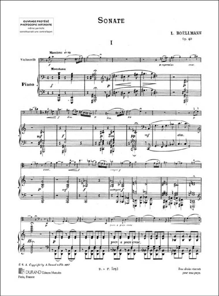 Boellmann L. - Sonate Opus 40 - Violoncelle et Piano