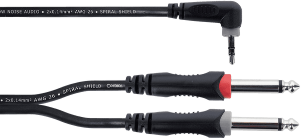 Y-Kabel Abgewinkelte Stereo-Mini-Klinke / 2 Mono-Klinken 3 M