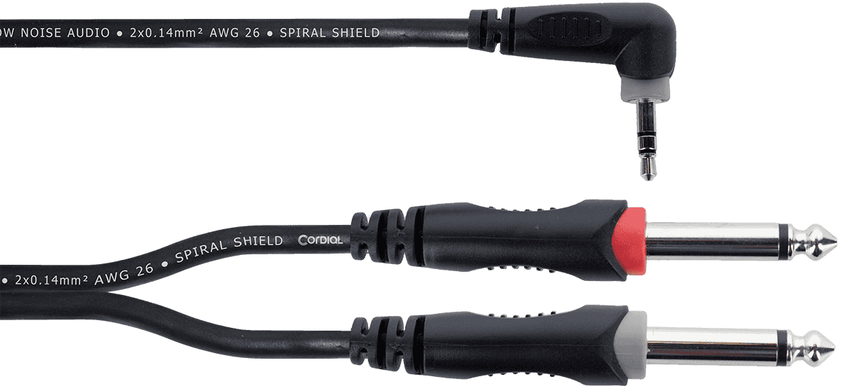Y-Kabel Abgewinkelte Stereo-Mini-Klinke / 2 Mono-Klinken 3 M