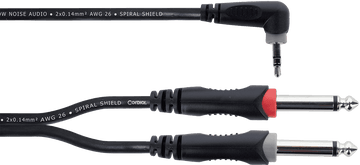 Y-Kabel Abgewinkelte Stereo-Mini-Klinke / 2 Mono-Klinken 3 M