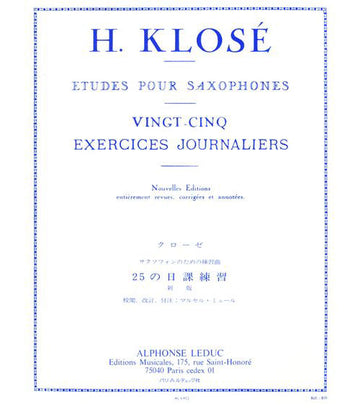 Klose - 25 Exercices Journaliers - Saxophone