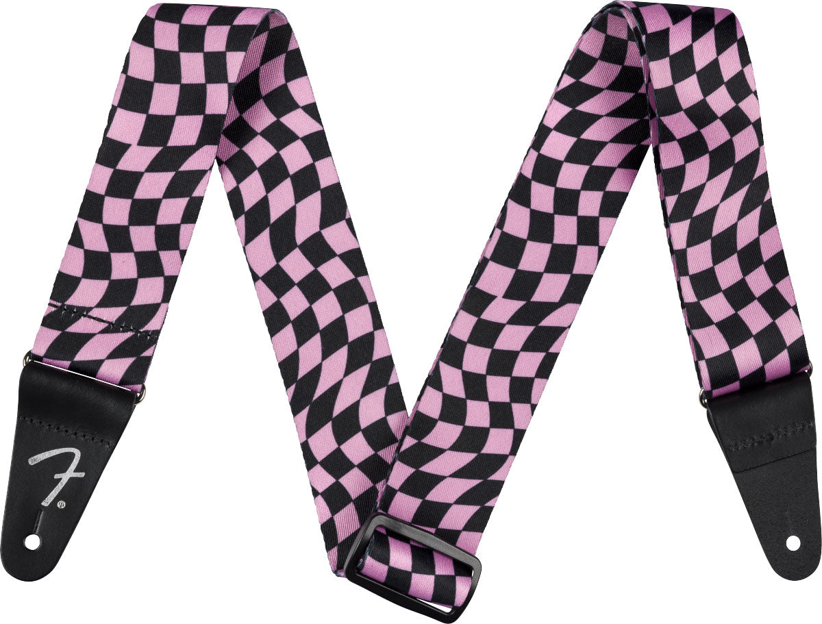 Wavy Checkerboard Polyester Strap Pink