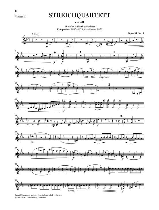 Brahms J. - Streichquartette in c-Moll und a-Moll Op. 51