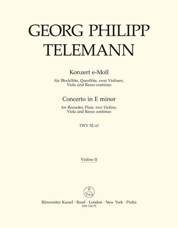 TELEMANN G. PH. - CONCERTO EN MI MINEUR POUR FLB ALTO FL CORDES ET BC