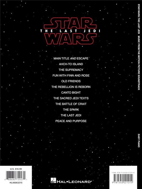 JOHN WILLIAMS - STAR WARS THE LAST JEDI - EASY PIANO