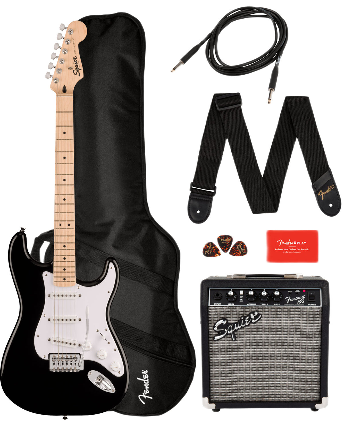 Stratocaster Sonic Pack MN Schwarz