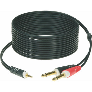 CABLE Y BLACK 1M MINI JACK 3P - 2X JACK 2P GOLD CONTACT