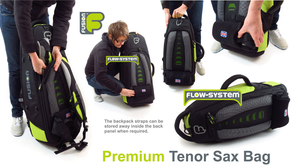 Premium Schwarze/Grüne Tenorsaxophon-Tasche