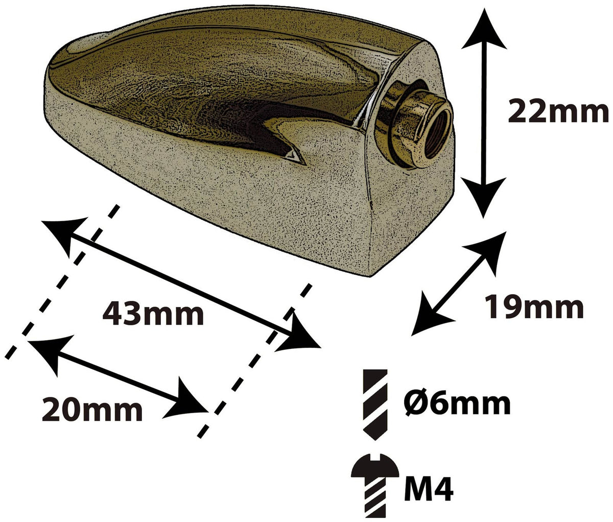 L25SDTT-BR - Spannböckchen Snaredrum / Tom Messingfarben - 20mm (x1)