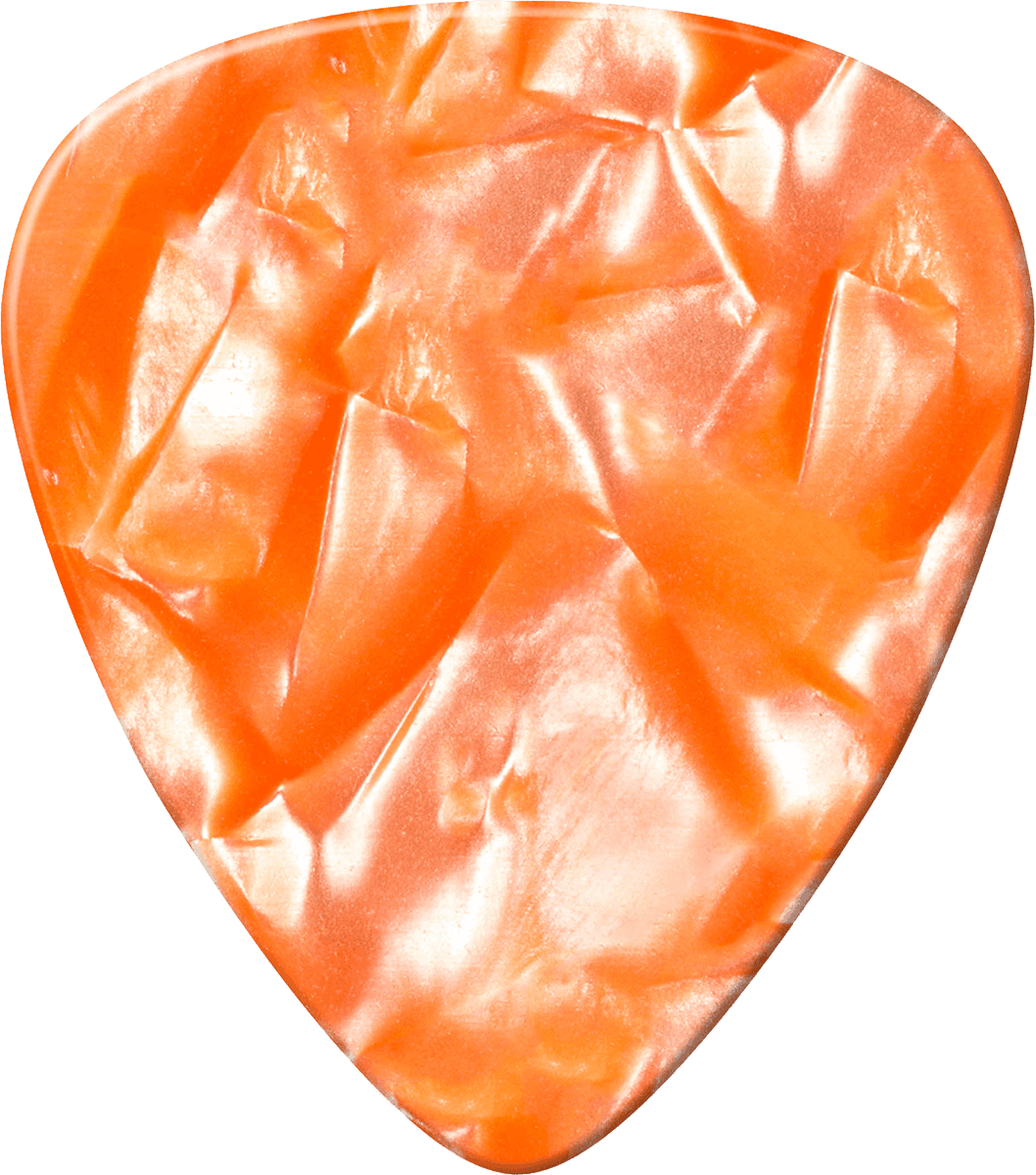 12 x mittlere Plektren aus echtem orangefarbenem Perloid Zelluloid