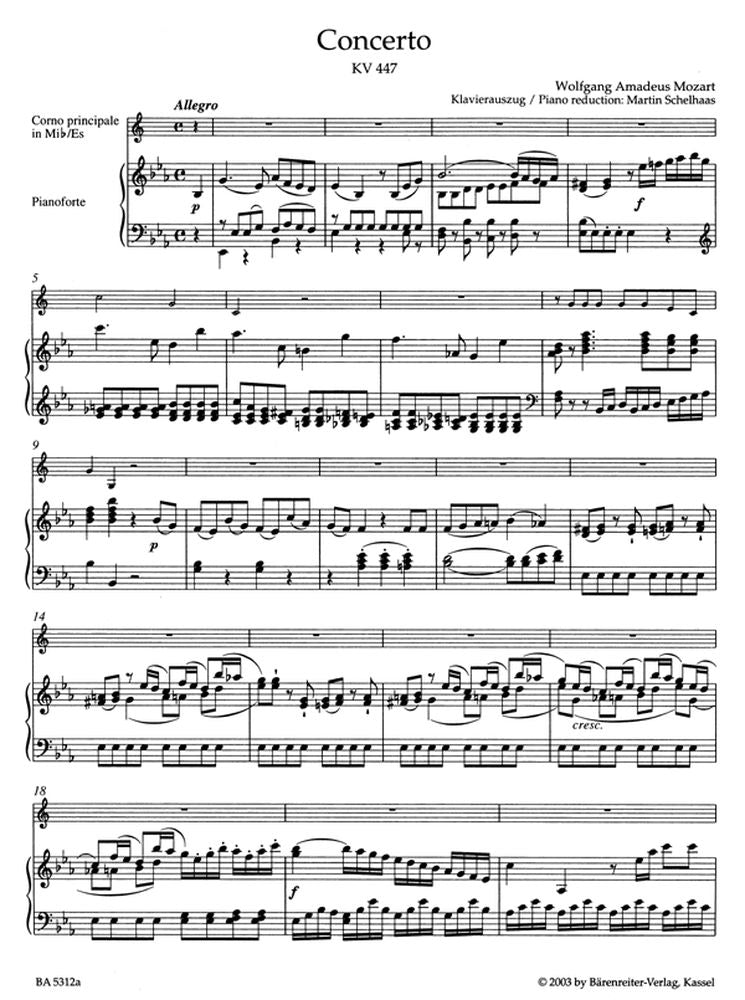 Moz W.A. - Concerto N°3 En Mib Majeur Kv 447 Pour Cor Et Orchestre - Cor Piano