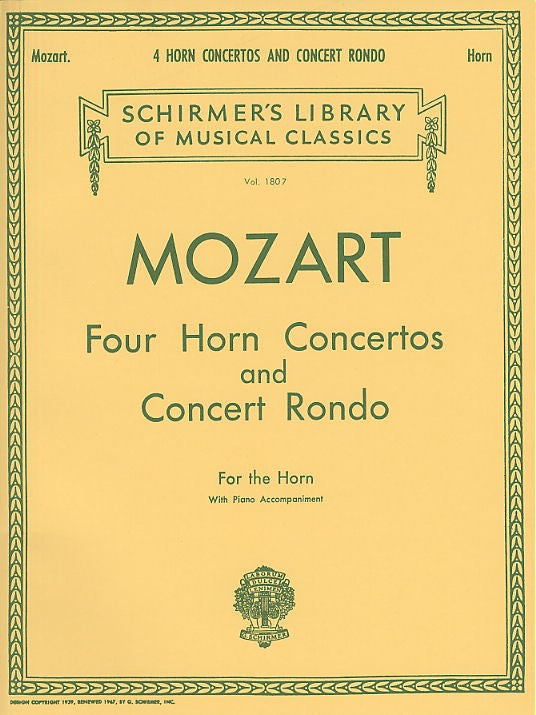 Schirmer MOZART - FOUR HORN CONCERTOS AND CONCERT RONDO HN - HORN