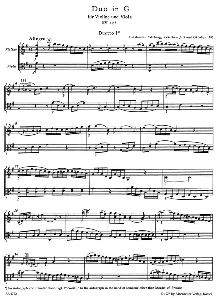 Moz W.A. - Duos Kv 423 424 - Violon Alto