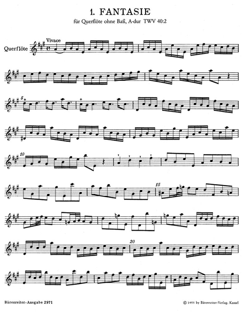 Telemann G.P. - Zwolf Fantasien Fur Querflote Ohne Bass TWV 40:1-12 - Flute