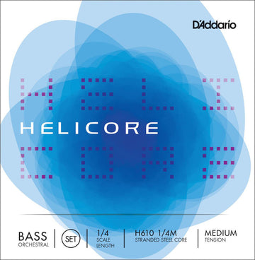 STRINGS SET FOR DOUBLE BASS ORCHESTRA HELICORE NECK 1/4 TENSION MEDIUM