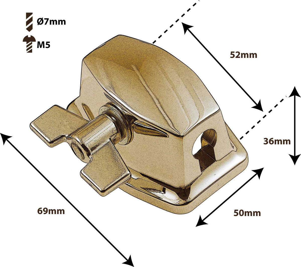 TB8BR - Tom / Standtom-Halterung Ø9.5-10.5mm - 52mm Messing (x1)