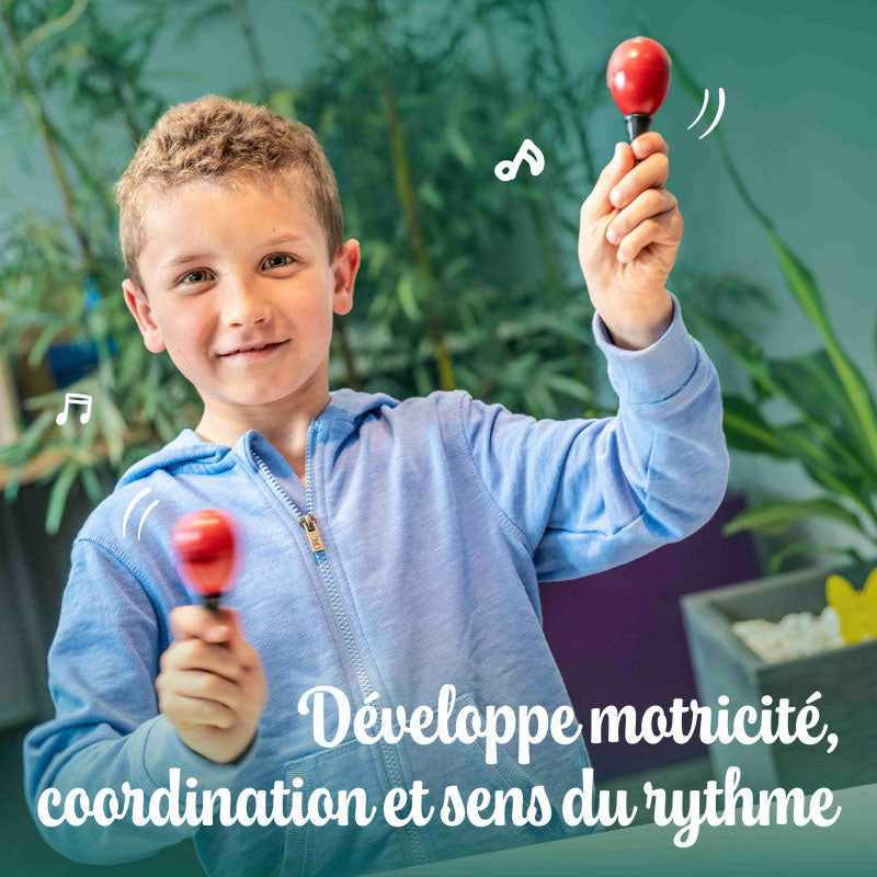 2 Paar Maracas aus rotem und schwarzem Kunststoff mit Klang