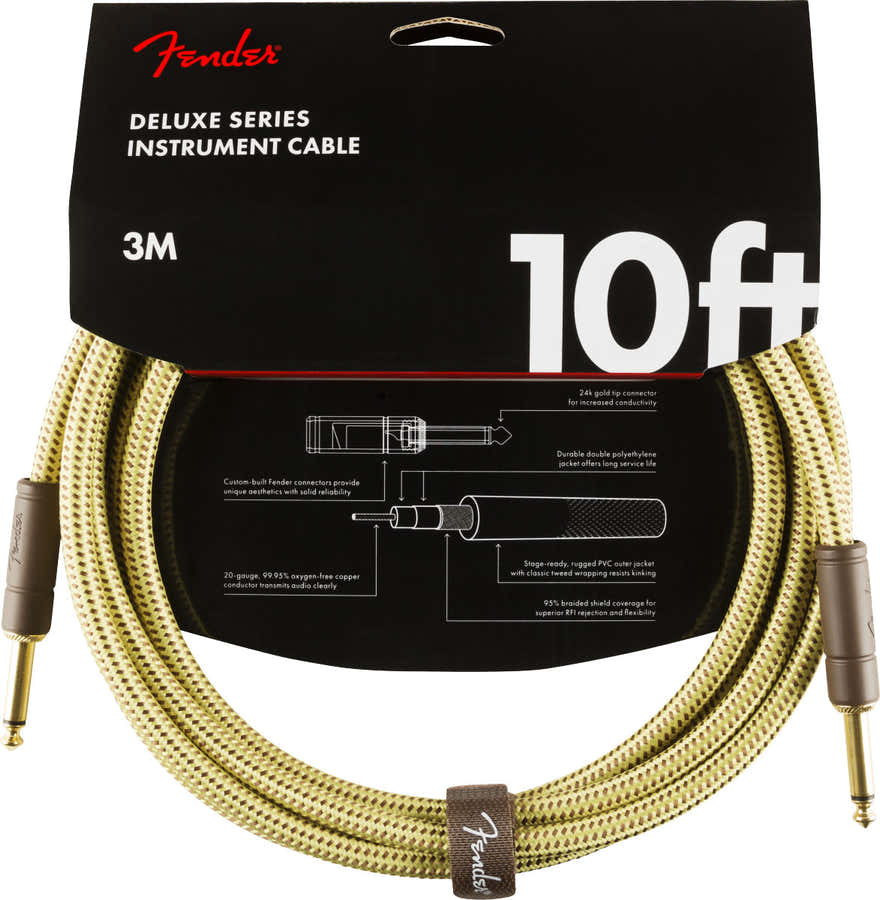 DELUXE INSTRUMENT CABLE STRAIGHT/STRAIGHT 10' TWEED