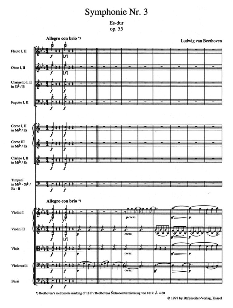 Beethoven L.V. - Symphonie N°3 "eroica" ES-dur Op.55 - Taschenpartitur