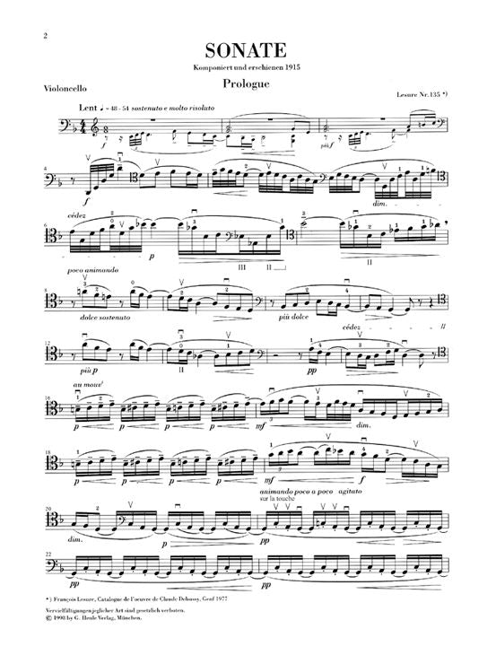 Debussy C. - Sonata For Violoncello And Piano