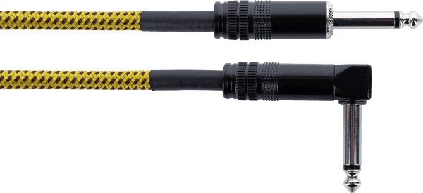 Gitarrenkabel Klinke Gerade /Abgewinkelt 5 M Tweed Gelb