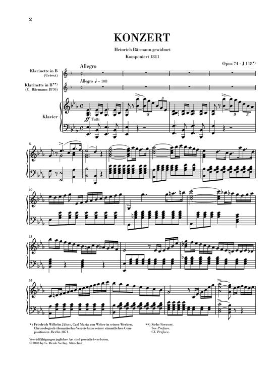 Weber C.M.V. - Klarinettenkonzert Nr. 2 Es-Dur Op. 74