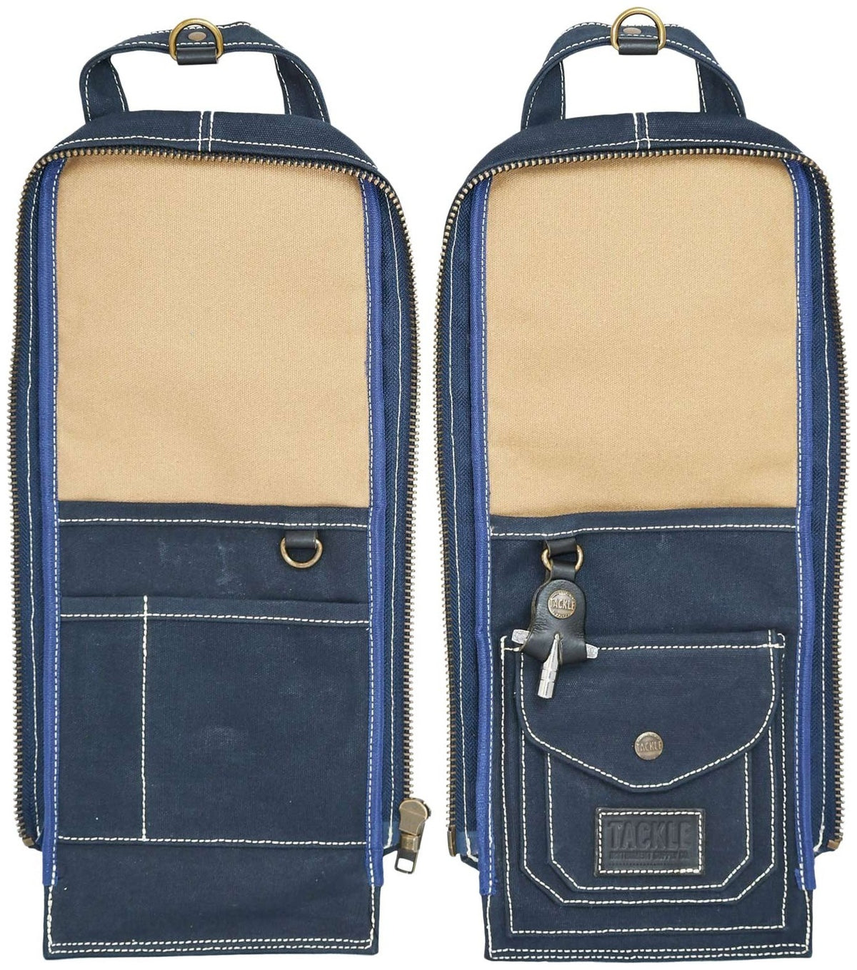 Modulare Sticktasche aus gewachstem Canvas - Marineblau