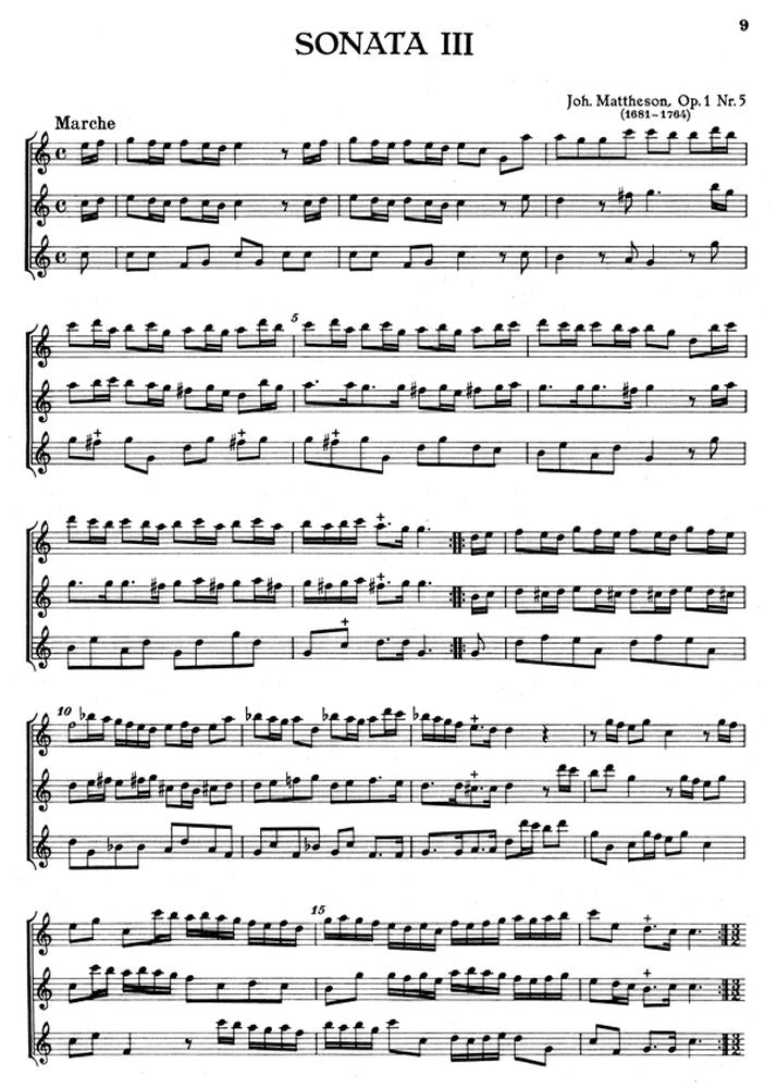 Mattheson J. - Acht Sonaten Fur 3 Altblockfloten Op. 1/3-10 - Flute A Bec