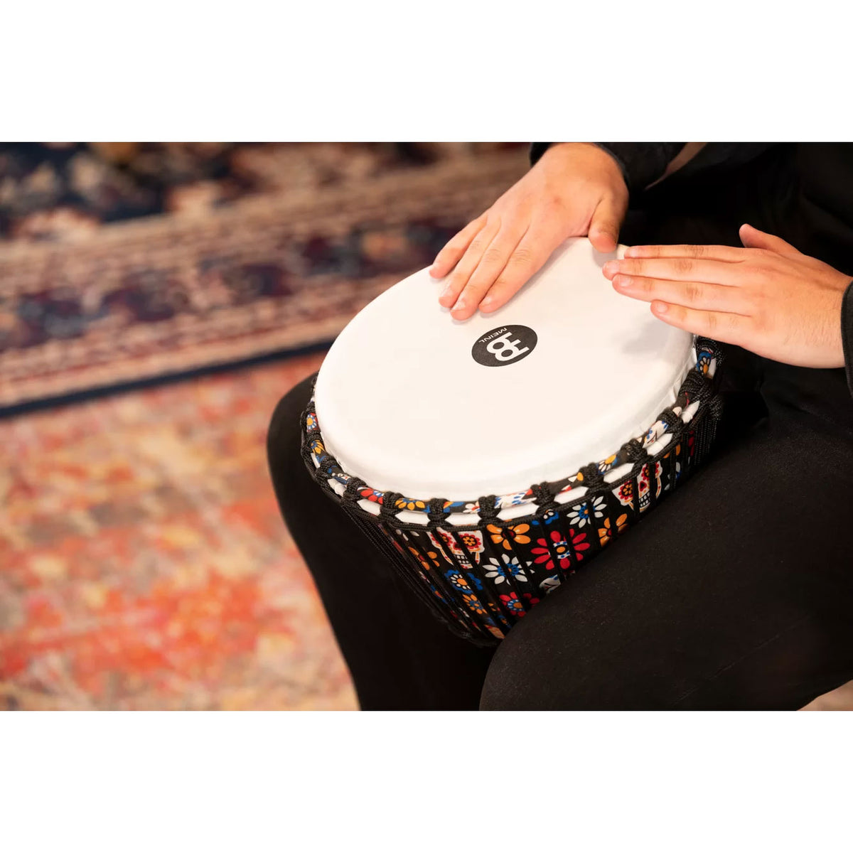 PERCUSSION 10" ROPE TUNED TRAVEL SERIES DJEMBE SYNTHETIC HEAD (PATENTED) DAY OF THE DEAD