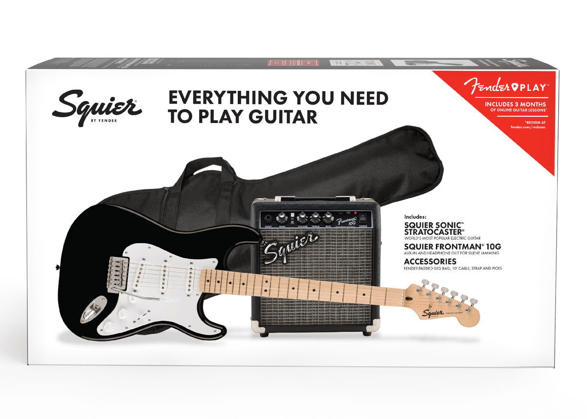 Stratocaster Sonic Pack MN Schwarz